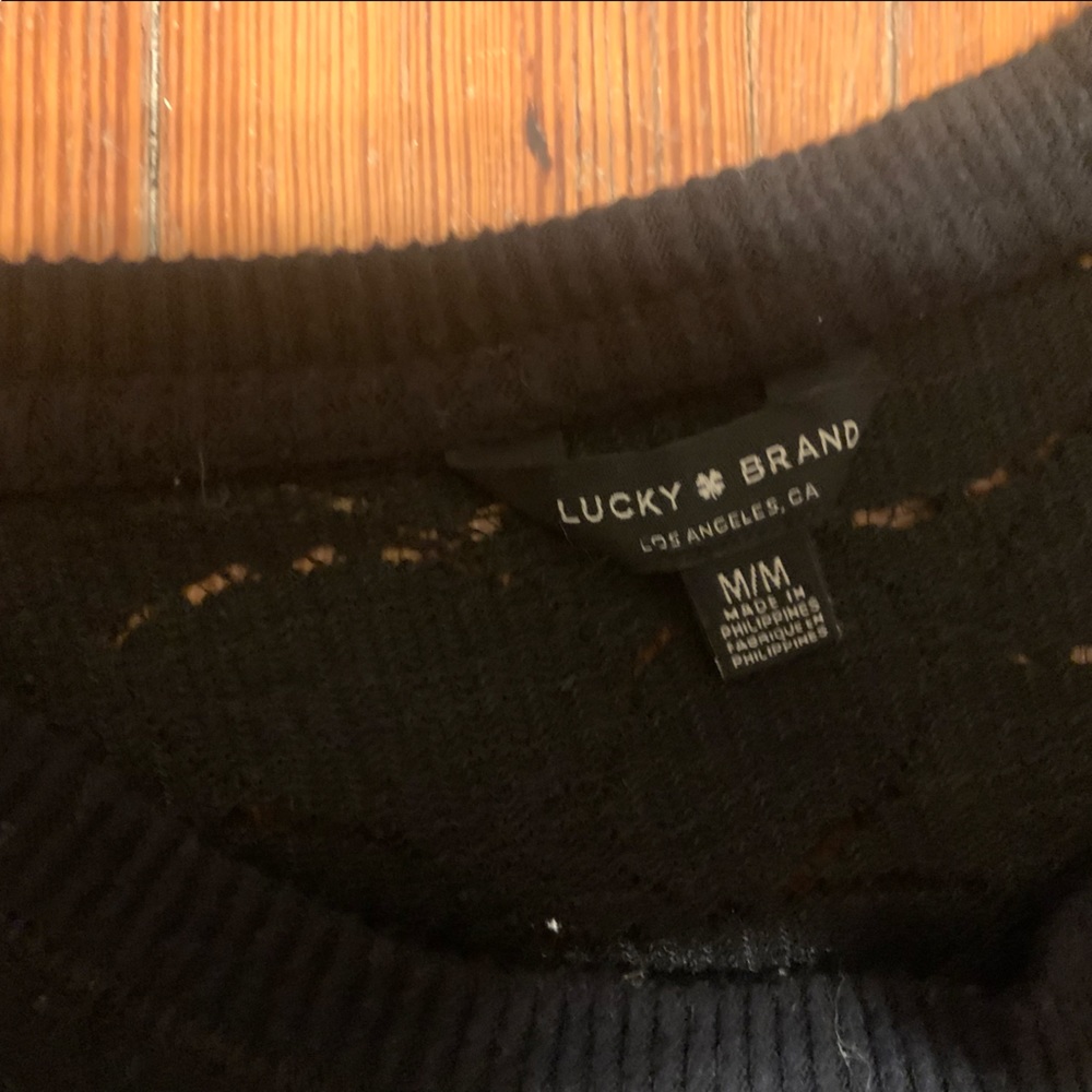 Lucky brand womens brushed lace tunic sweater